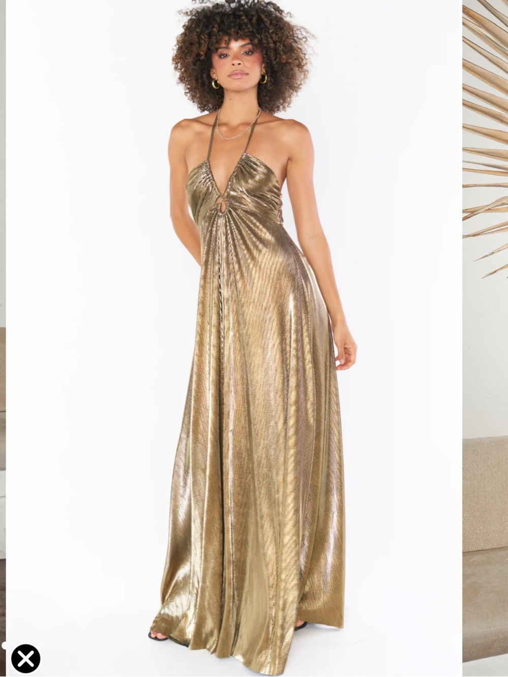 Show Me Your MuMu Metallic Gold Halter Maxi Dress
